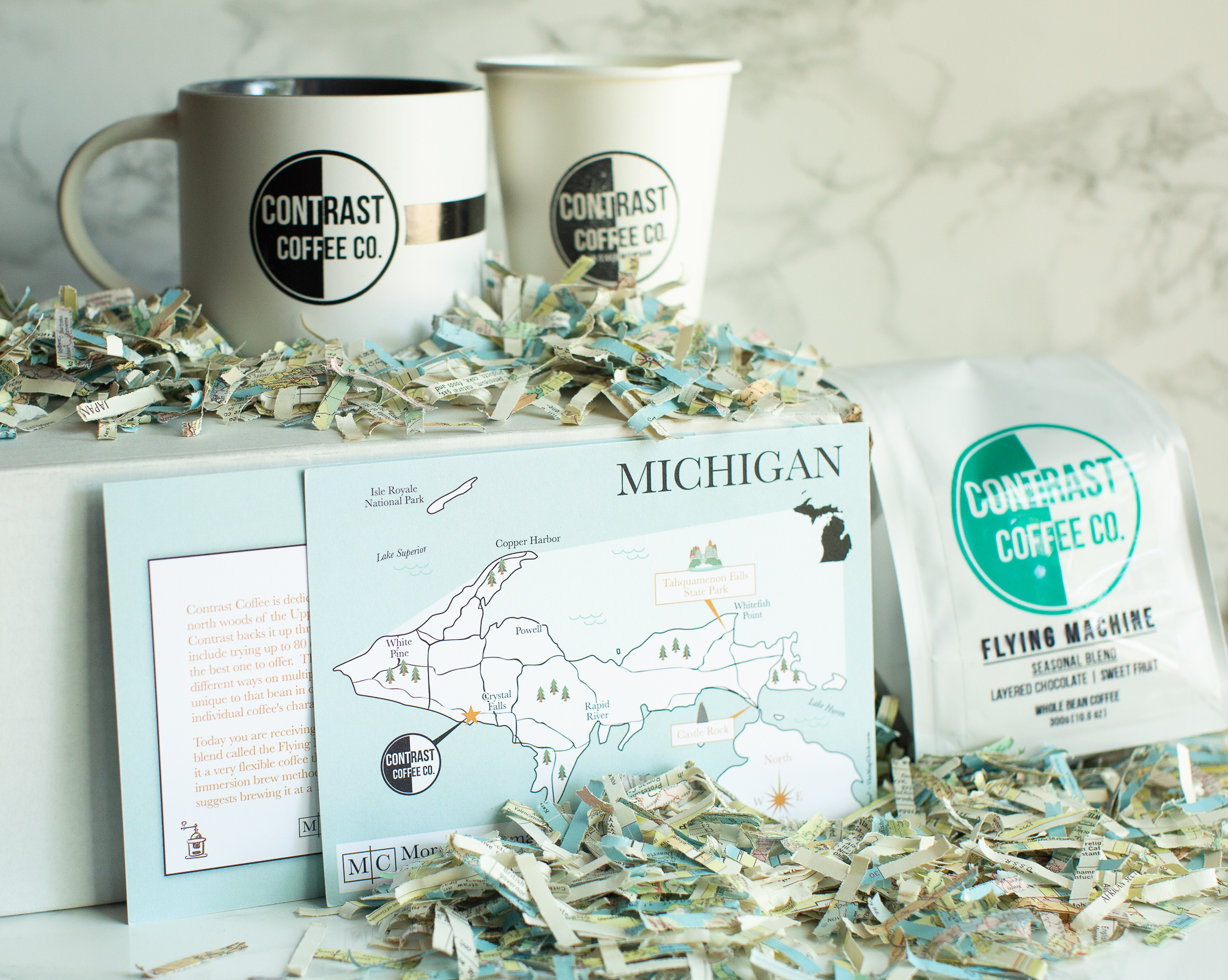 Coffee Subscription Box Map & backside design • 5" x 7"