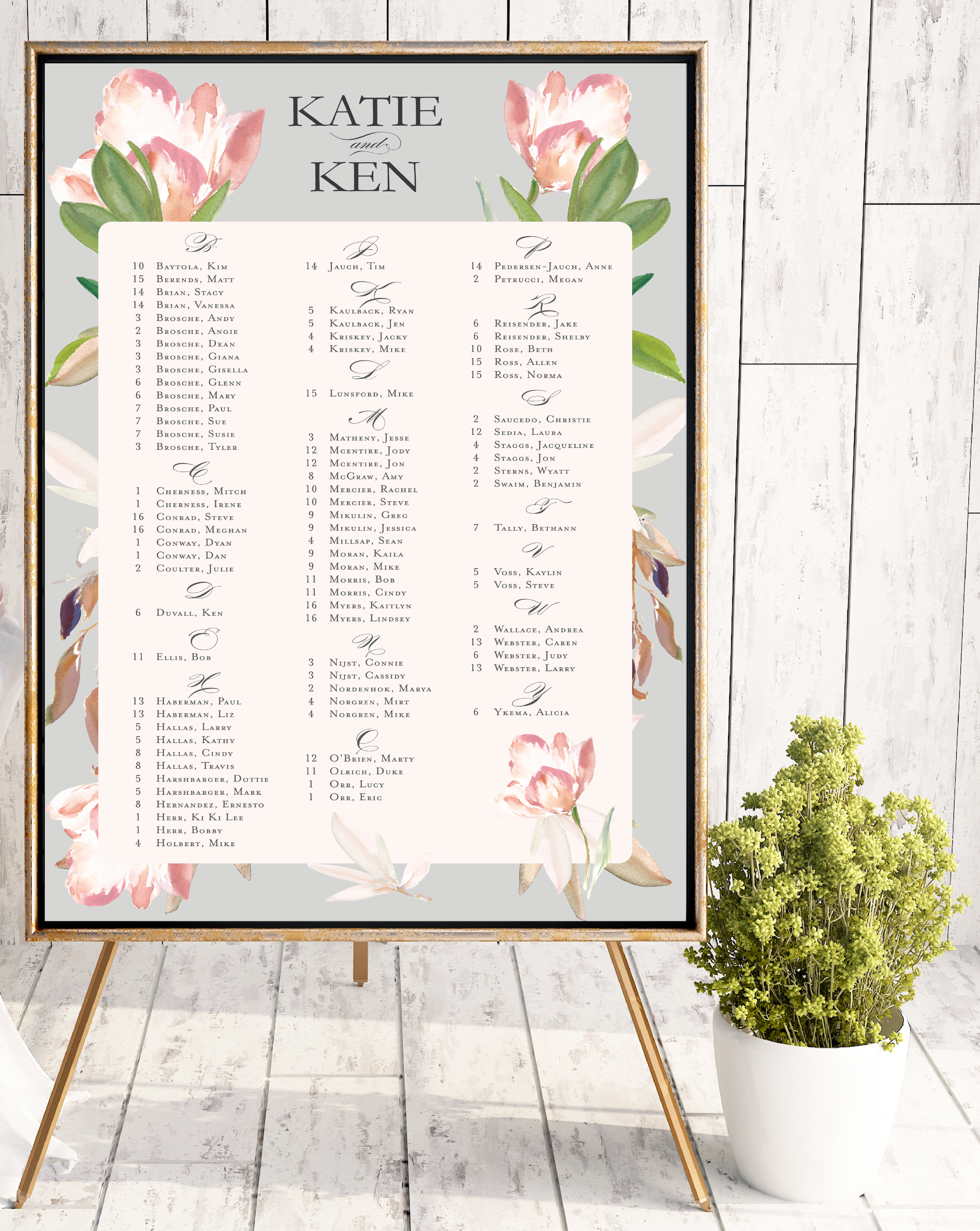 Wedding Seating Chart Melbourne
