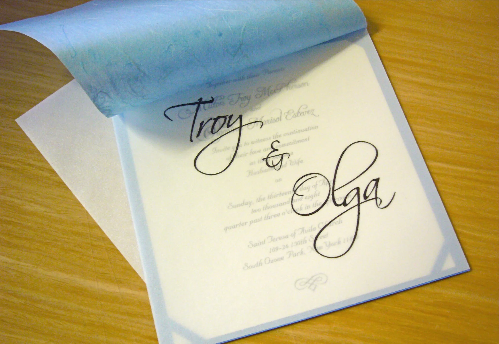 Handmade wedding invitation