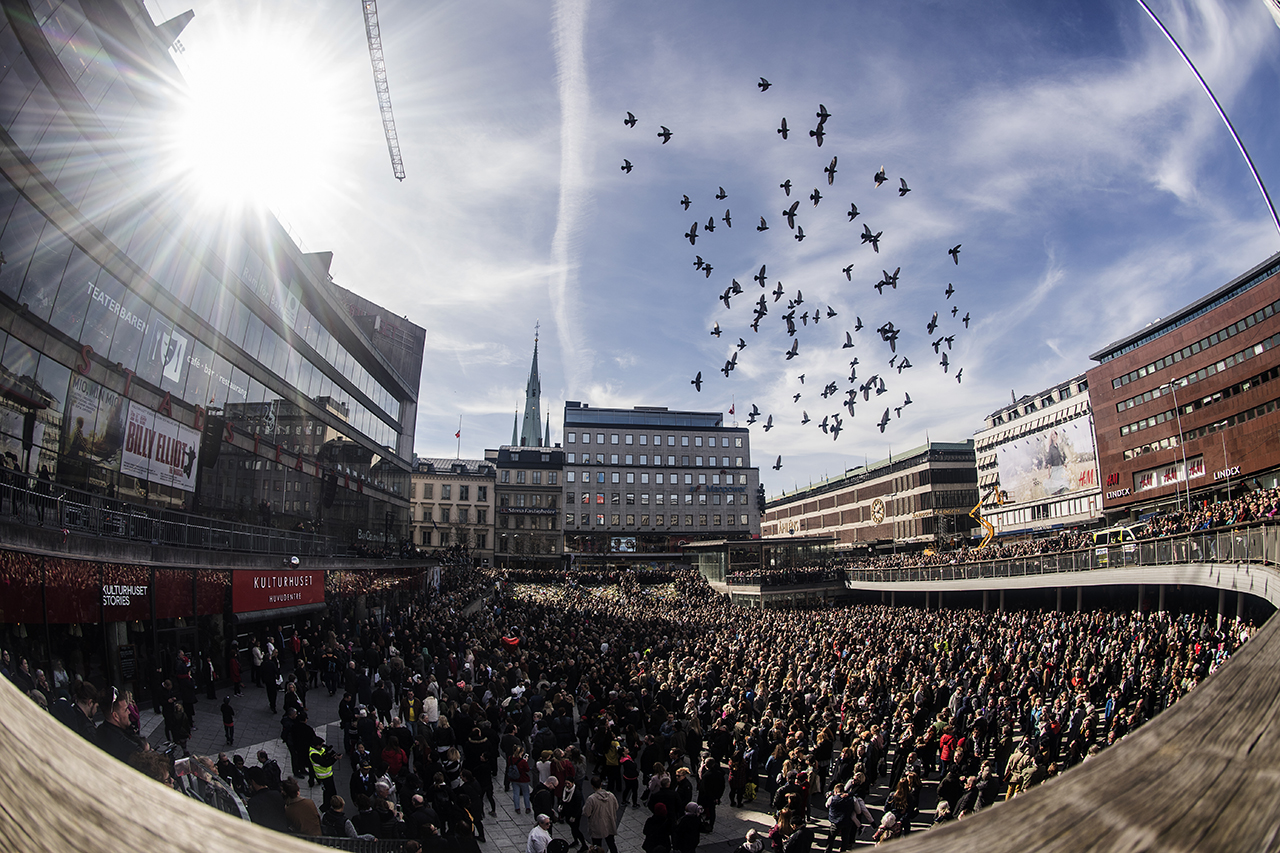 Memorial time for the victims of the truck attack in Stockholm, Sweden.