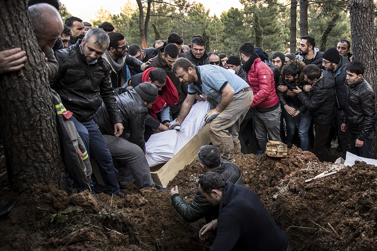 The funeral for Yunus Gormek, a victim of the nightclub rampage on New Year in Istanbul which killed 39 people. 