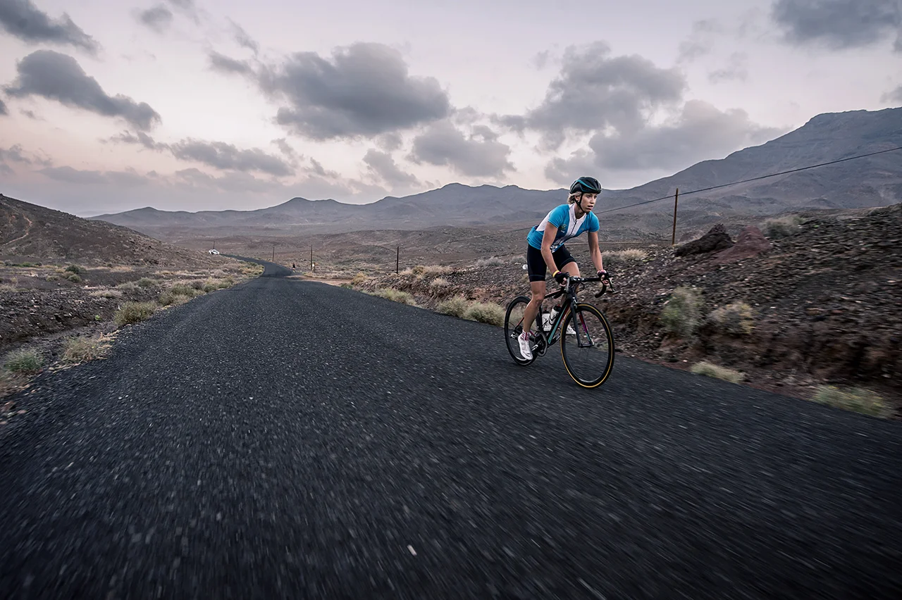 Lisa Nordén, professional swedish triathlete, during a traning session at Fuerteventura. 