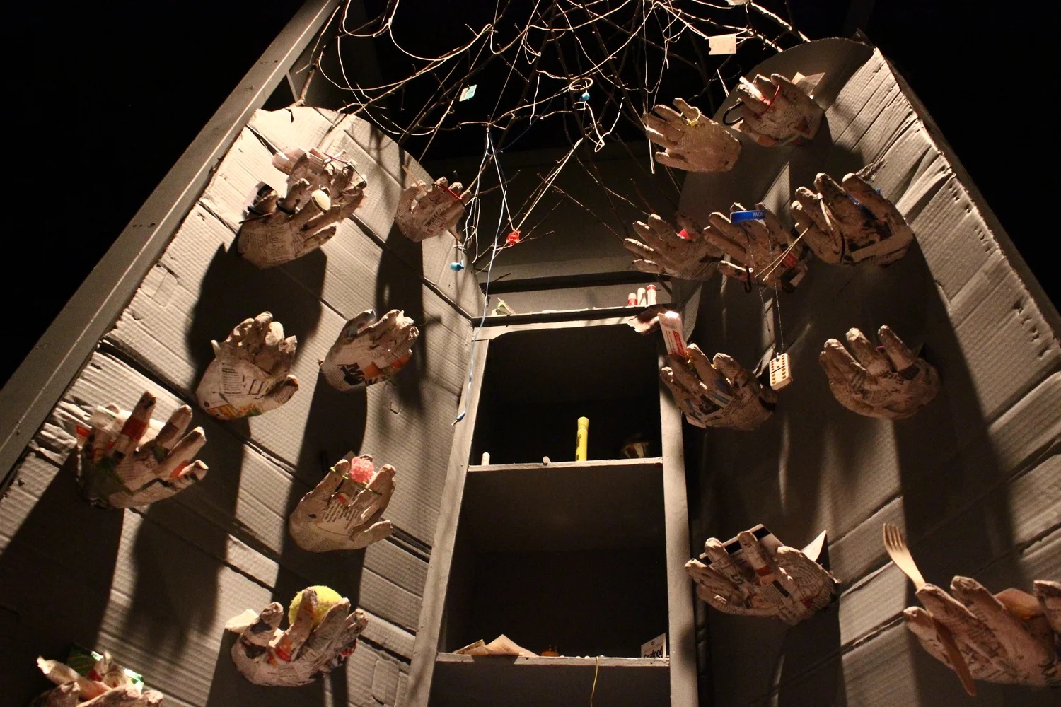   Guest House for Travelers in the Beautiful, 2014,  Tribute to the poets Danhil Kharnms and Alexander Vvedensky, inspired by Pussy Riot. We created a walk-through performance/installation of many caves each holding a vision that ended in a small for