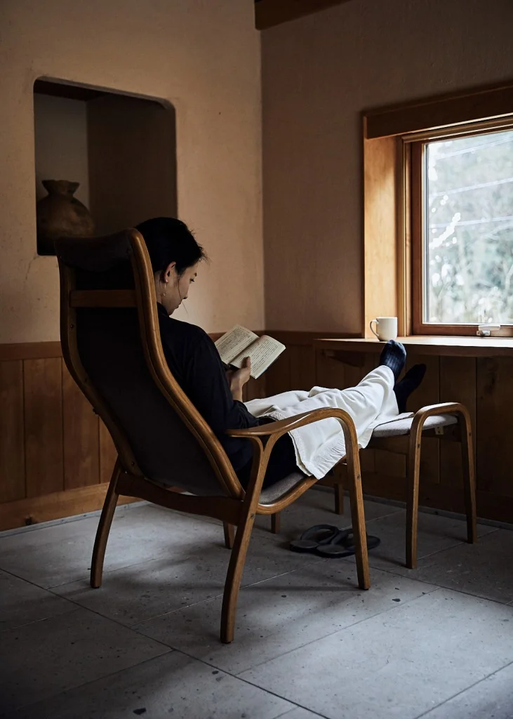 はなれの方は床暖房で快適。暖かくワイルドな自然を眺めながらぼーっとしたり本を読みました。コーヒーもご自由にということでした。CDプレイヤーがあったので普段は聞かないクラシックをかけてみました。