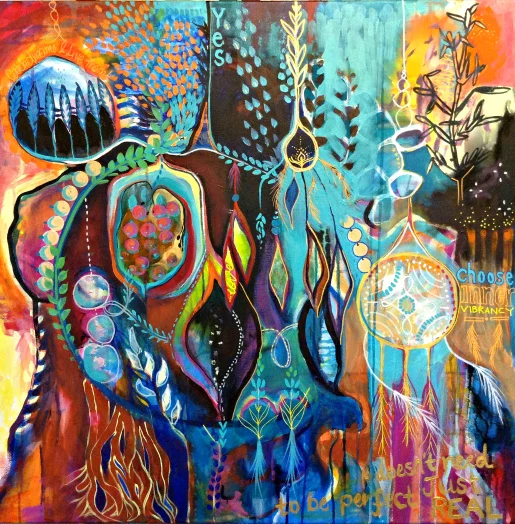 { DREAM CATCHER } Mixed media on canvas. 90 X 90 cms. $2000