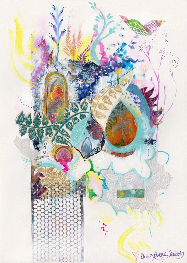 Bloom. Mixed media collage. $150 until 23rd Jan 2014. Enjoy her HERE