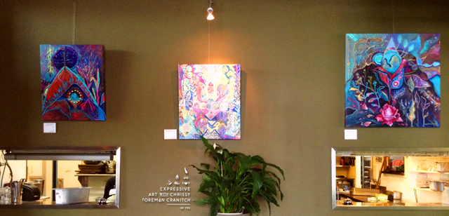 Left to right: Sky Mountain, Imperfect is the New Perfect, She Buds, She Blooms. Chrissy Foreman Cranitch, 2014.