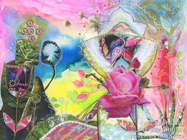 'Letting Help In'. Mixed media on fine Art paper. 30.5 cm x 22.5 cms. (c) Chrissy Foreman Cranitch, 2014.