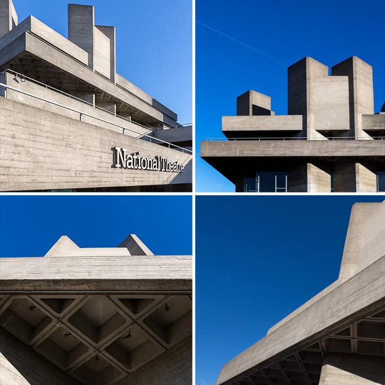 Exterior shots of The National Theatre, London. One of London's best-known and most divisive Brutalist buildings. www.nationaltheatre.org.uk