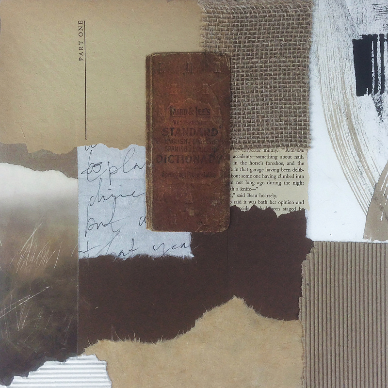 Translation . 12"x12" mixed-media collage. I find that working in collage or bookmaking is very calming and expressive. This is a piece I created last week.