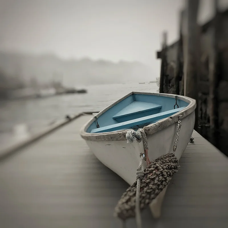 Small boat on dock. Rockport, Maine. ©2018 Lee Anne White