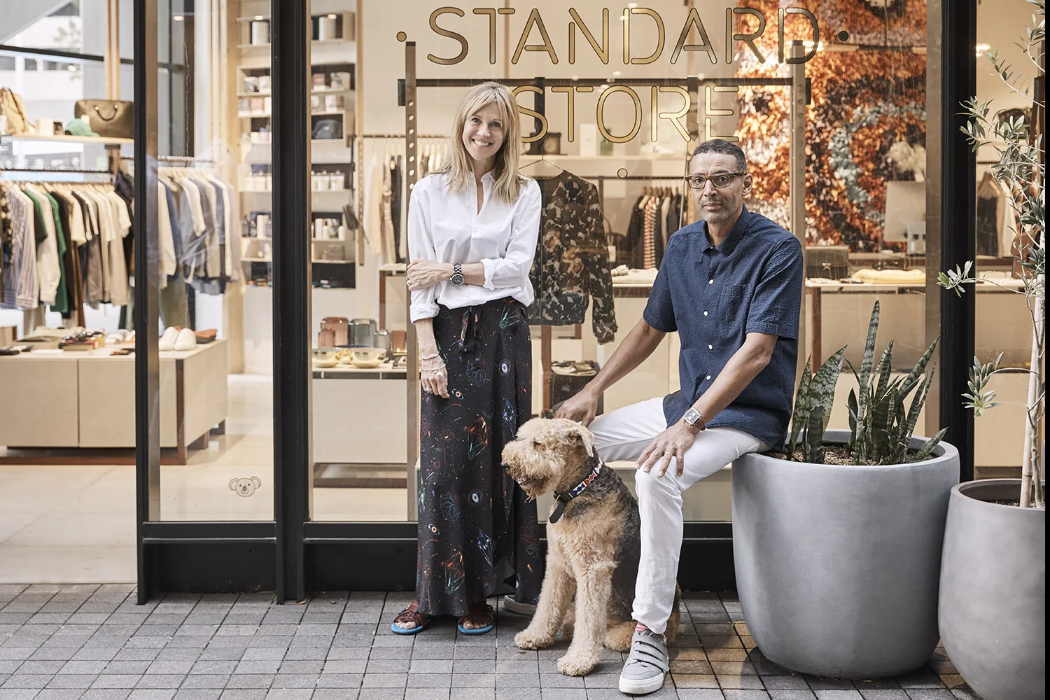 Nicola, Orlando Reindorf and Honey the Airedale terrior from Standard Store.