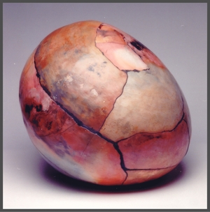 a Cracked Earth.a Saggar fired. Assembled stoneware.