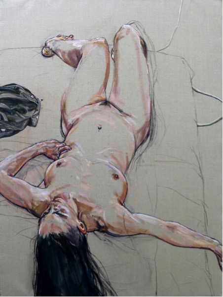   Large Nude 2013 . oil and charcoal on Italian linen. 122x92 cm  