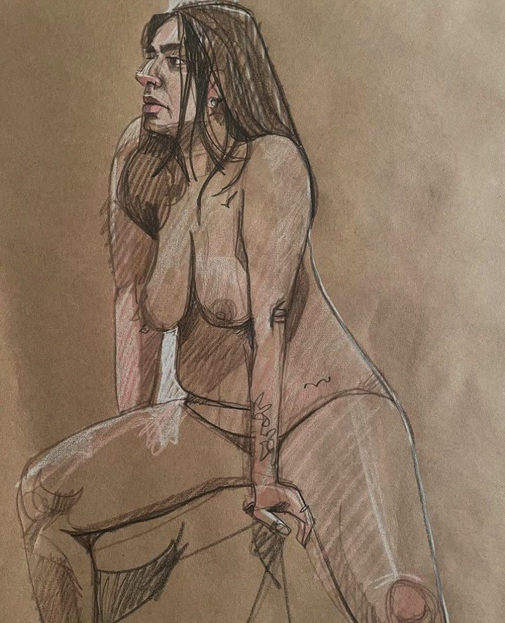 @@davidmacleod1 #vridhi at #thursdaynightlifedrawing @hawthornartistsociety #dmacsketch #quicksketch #pencilsketch