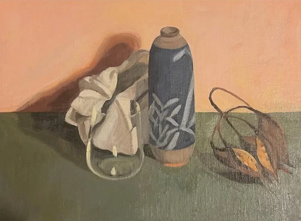 @janefrancestannock Another still life with a cloth - oil on linen - 12 x 16 "