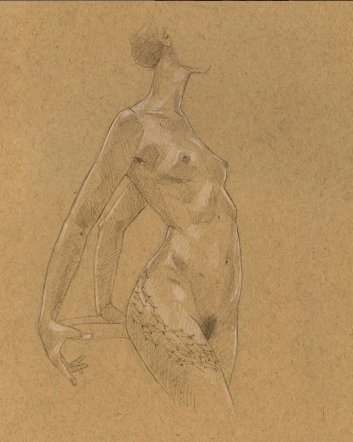 @eli_cottonwood drawing of the lovely @alexandra.art.modeling model for us for the first time at @hawthornartistsociety . With really lovely elegant poses we all had a wonderful evening attempting to capture them! One of my favourite moments when dra