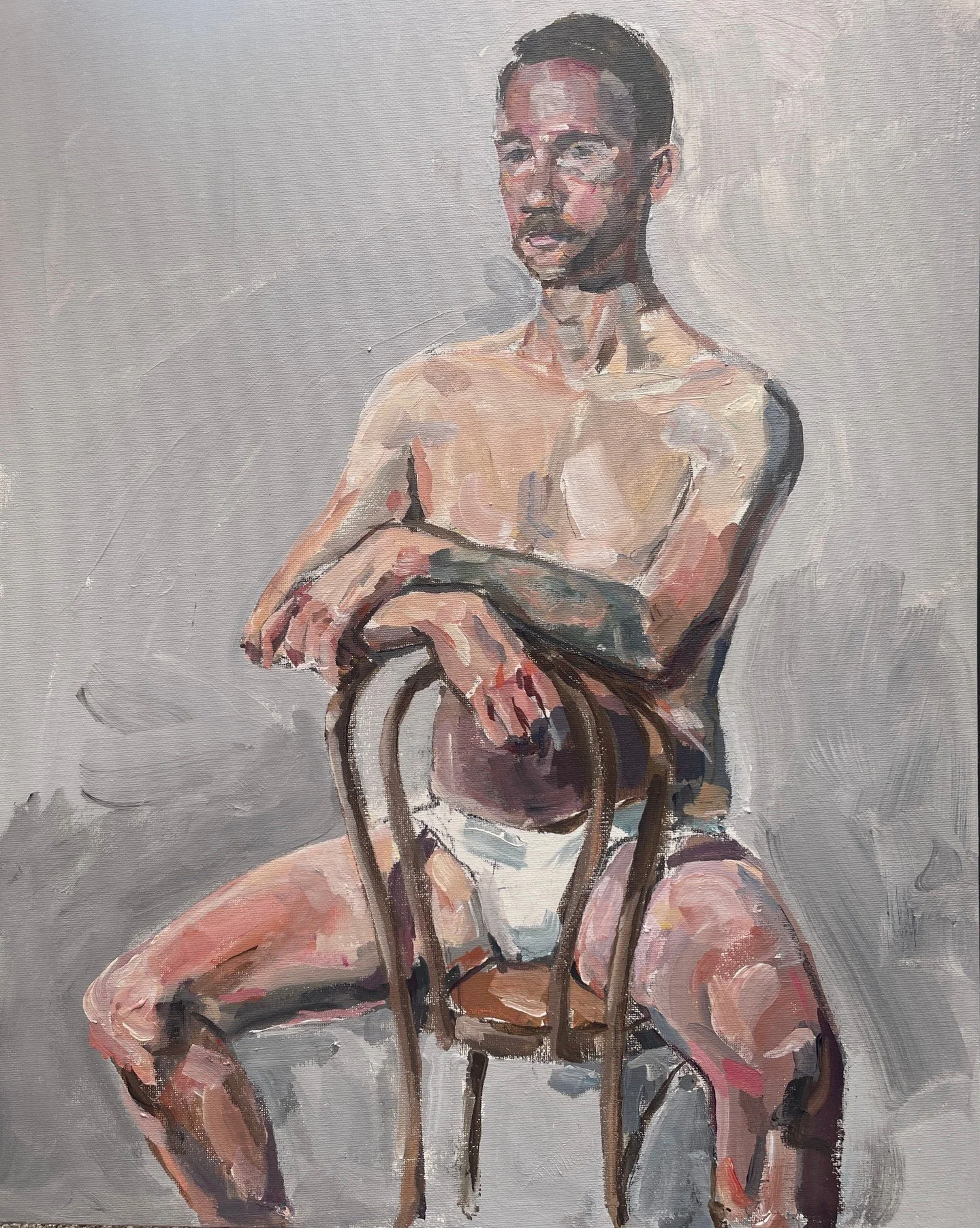 @tonyericson.artist in two sessions with @dandan_life model acrylic on board @hawthornartistsociety Monday night lifers.