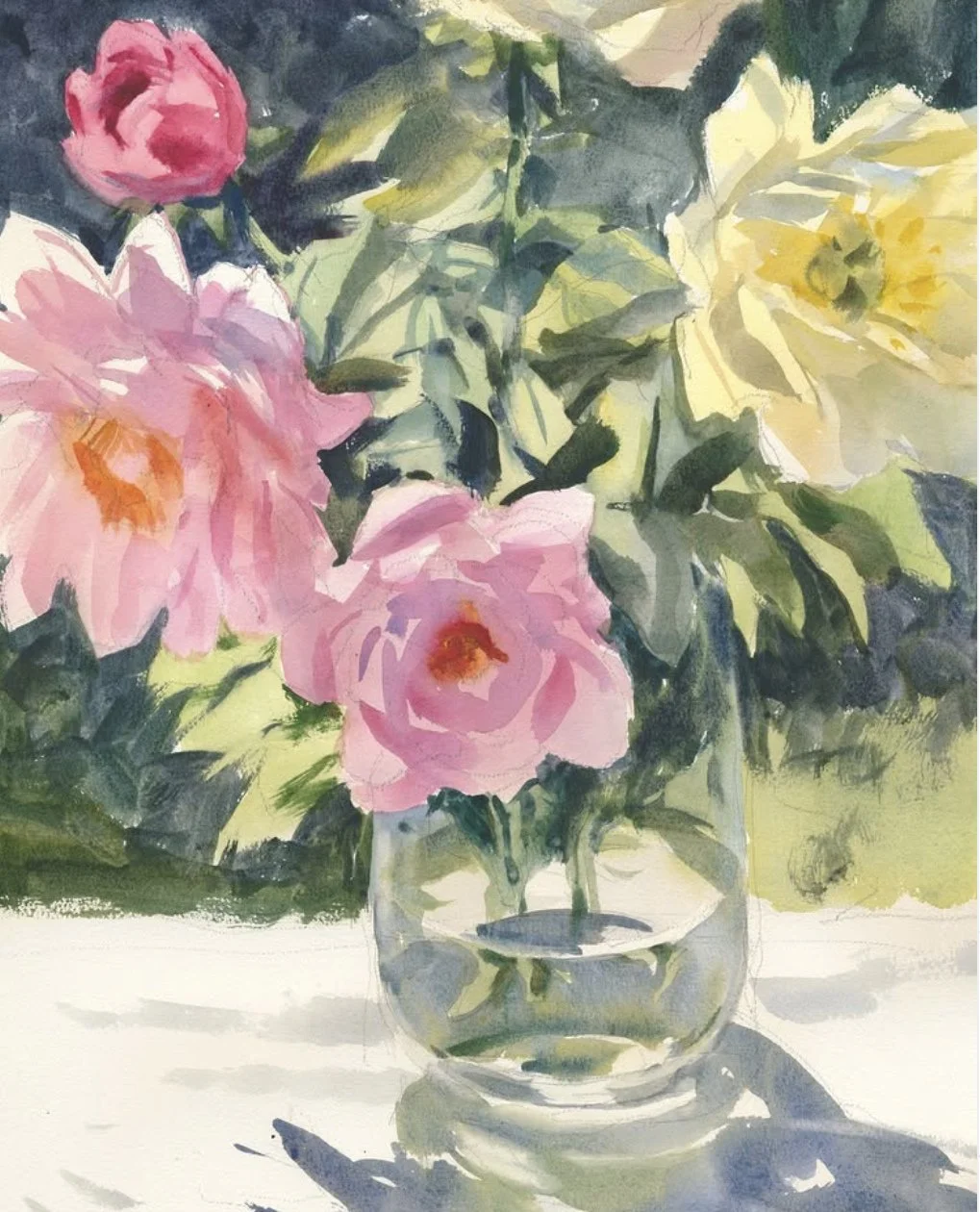 @mikekowalskifineart While conducting a still life course I did a quick outdoor setup as a demo. "Messy Flowers" watercolor. #watercolor #watercolorflowers, #botanical #watercolorpainting #pleinairpainting⁠
Workshop at HAS from Mike startin
