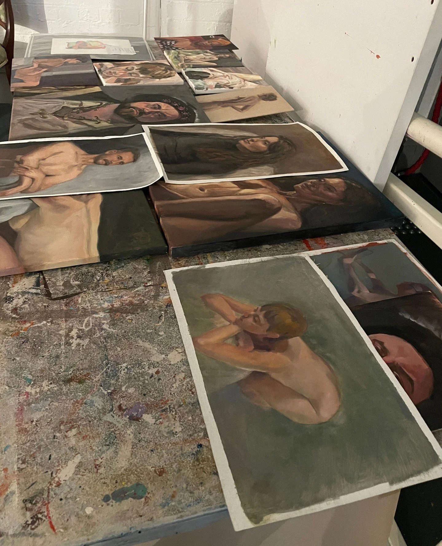 Produce from Monday nights long pose group.⁠
Just before it went up on the studio wall for a month, back in April. ⁠
Each class or session has the option to put their work up to be viewed at leisure during all our timetabled sessions and classes.