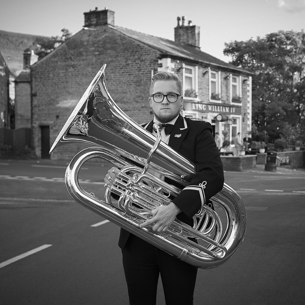 Portrait of brass band musician