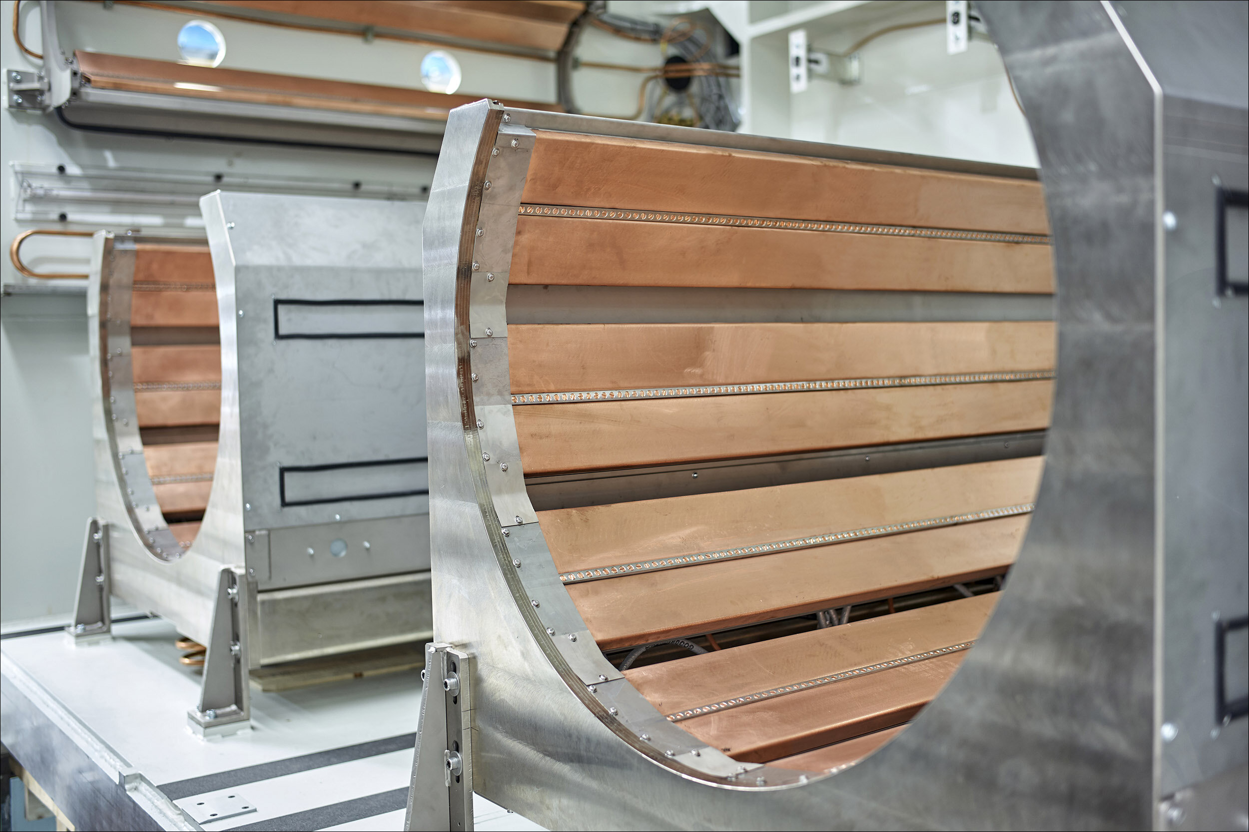 Inside view of copper components in a BOBST Metallizer
