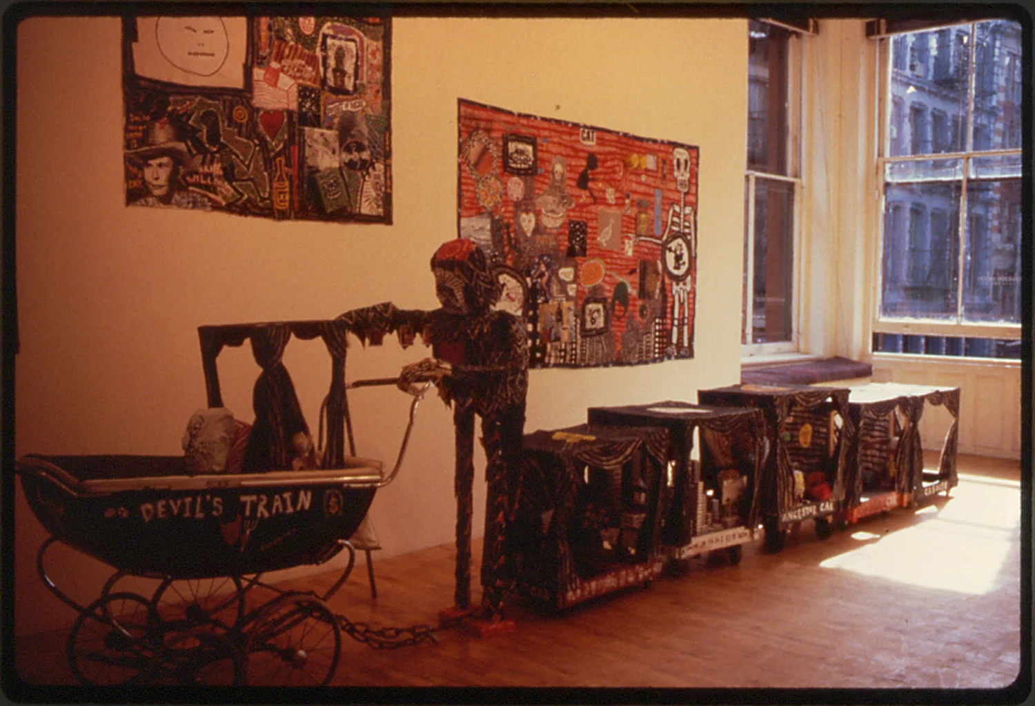 installation shot of 1986 exhibit at the Alexander Wood Gallery, SoHo, NYC