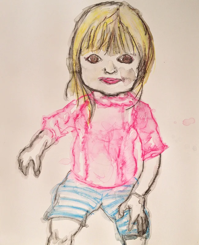 "Juno - pink top" ©2012, watercolor on paper