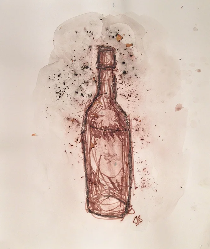 "Spirits - 3" ©2012, watercolor & pigment shavings on paper
