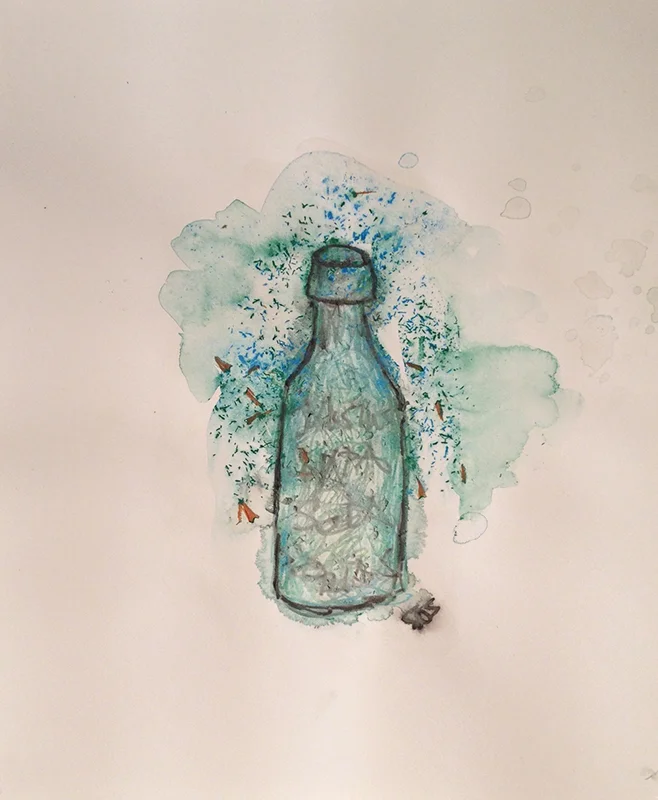 "Spirits - 2" ©2012, watercolor & pigment shavings on paper