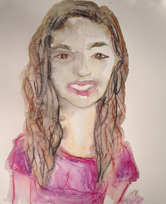 "melanie" ©2013, watercolor on paper, 14" x 17"