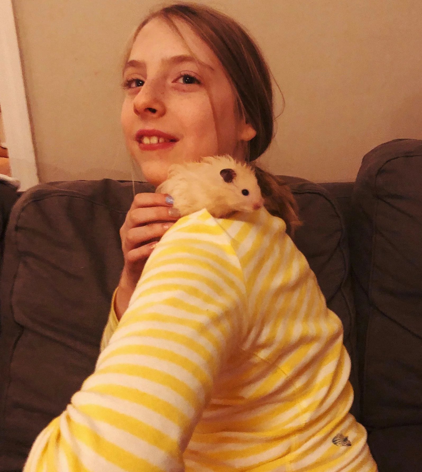 Nina and her hamster, George