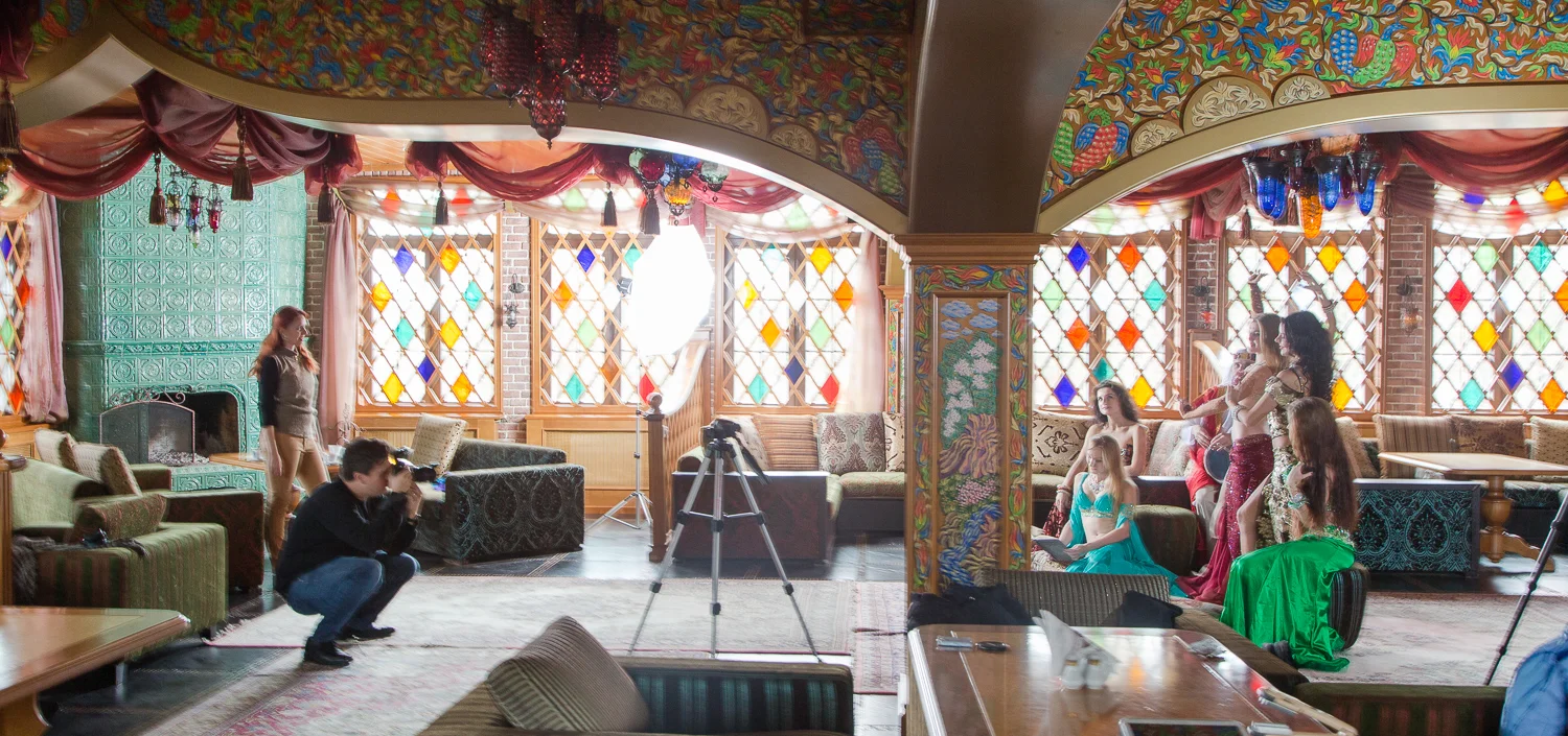 Photographing dancers and musicians from Isadora Academy, in Kiev, Ukraine.