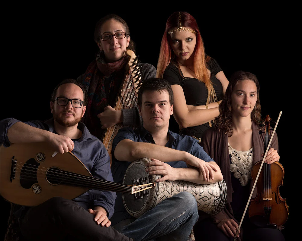 The Blue Dot Ensemble: Pedro Bonatto (percussion), Georgia Hathaway (violin), Sanaz Nakhjavani (kanun), Demetrios Petsalakis (oud) and Iana Komarnytska (dance).