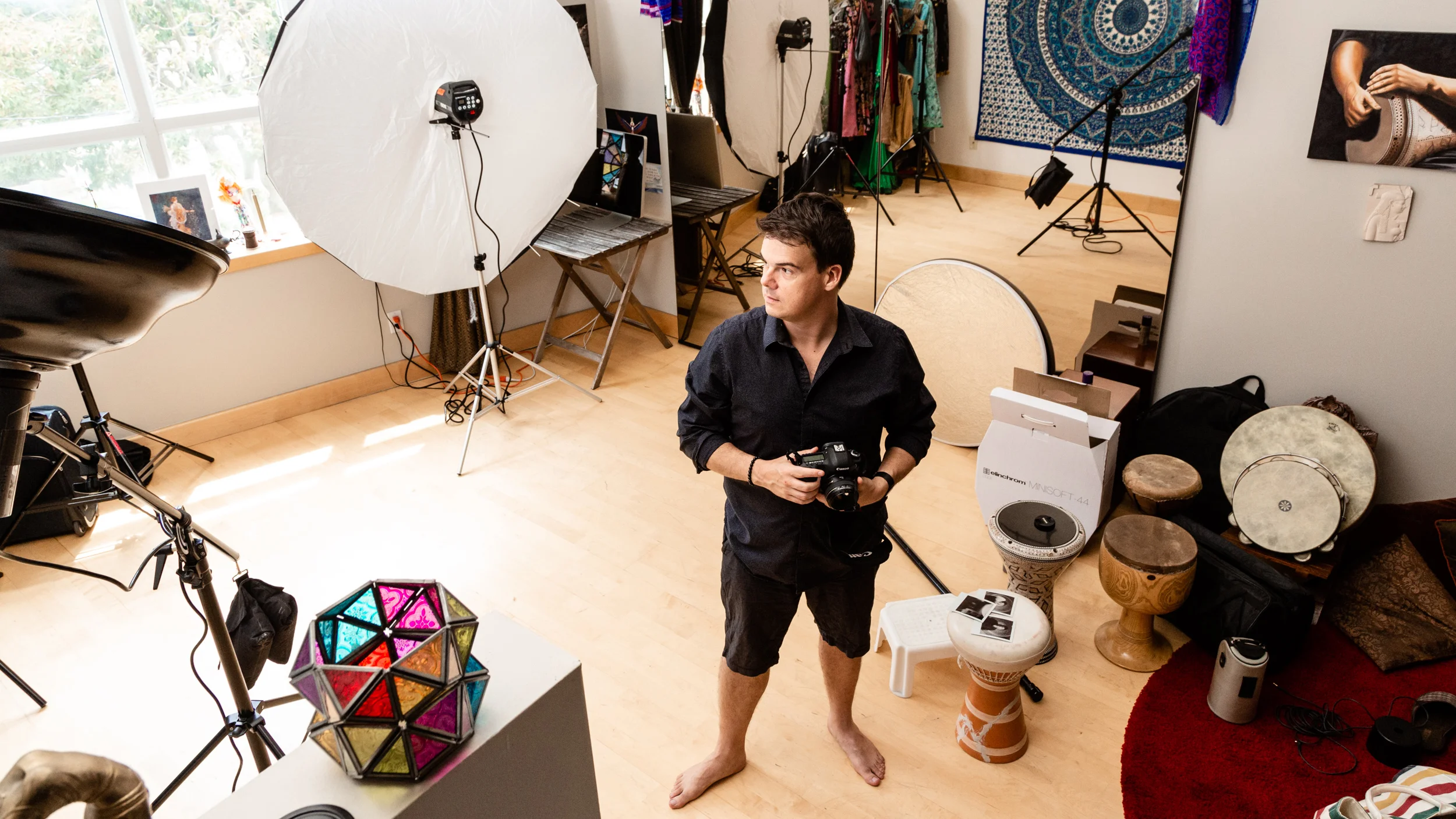 Pedro Bonatto photographed at his home studio in Toronto by Gloria Caballero.