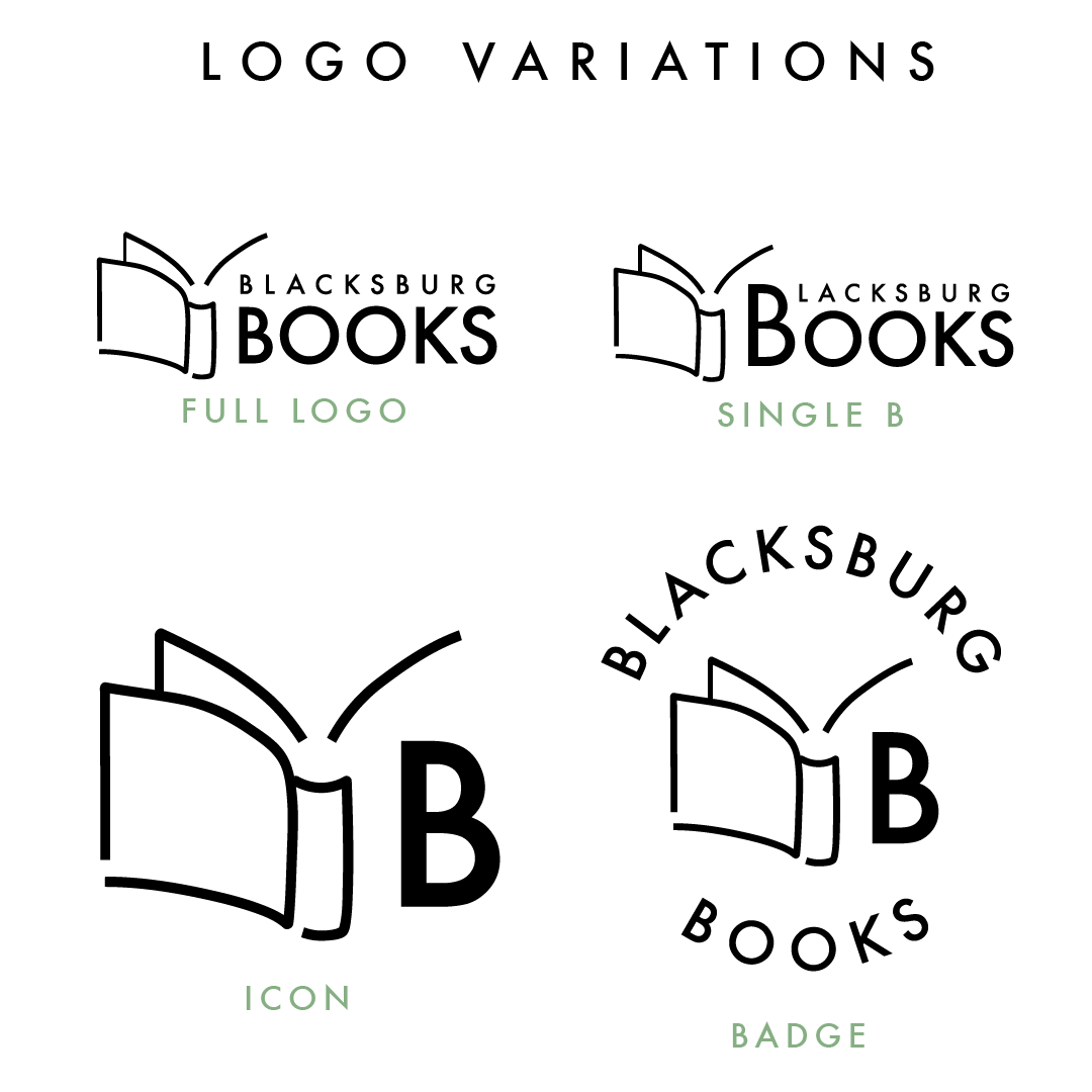 Blacksburg Books Logo Variations.png