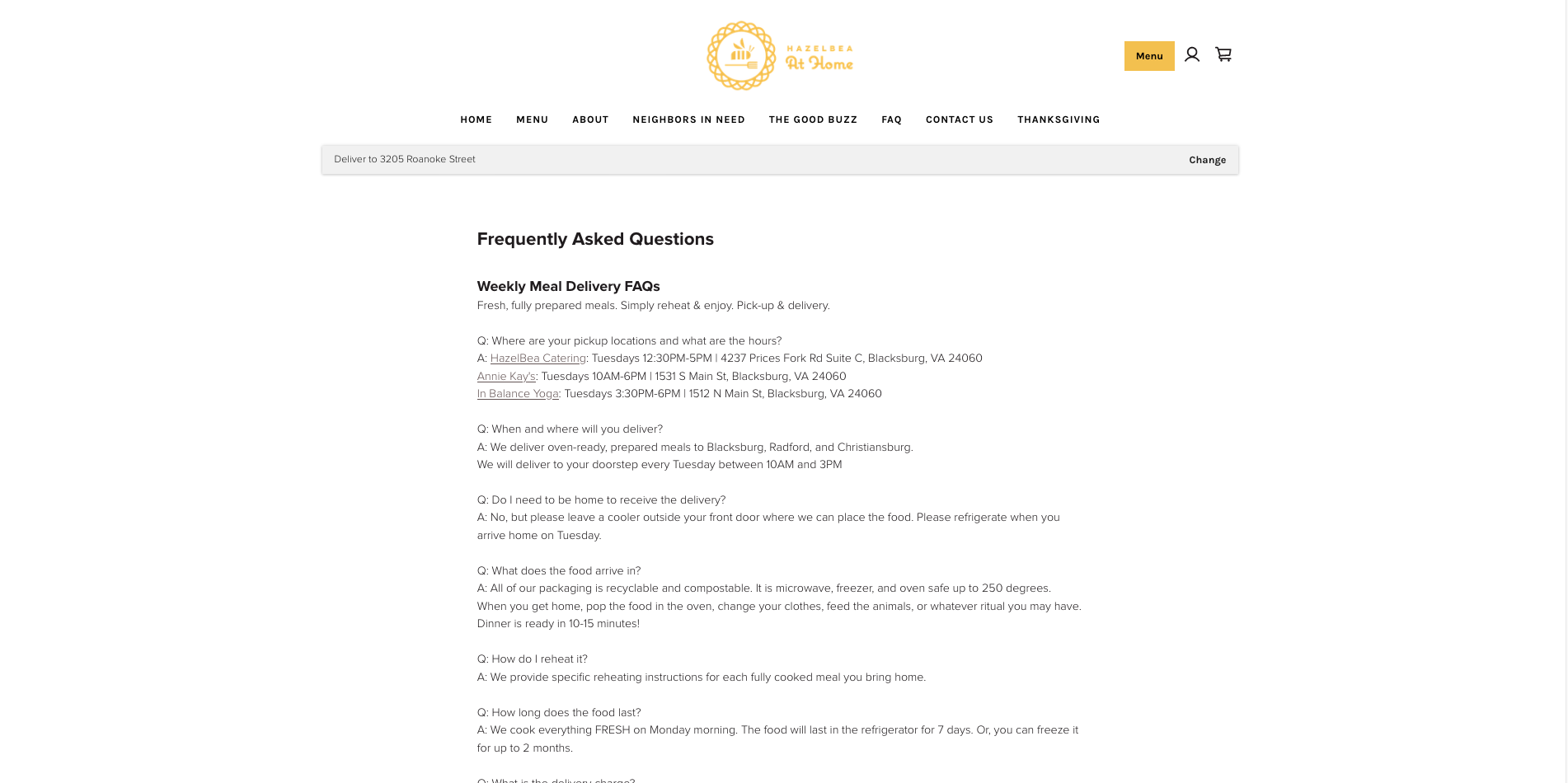 FAQ page