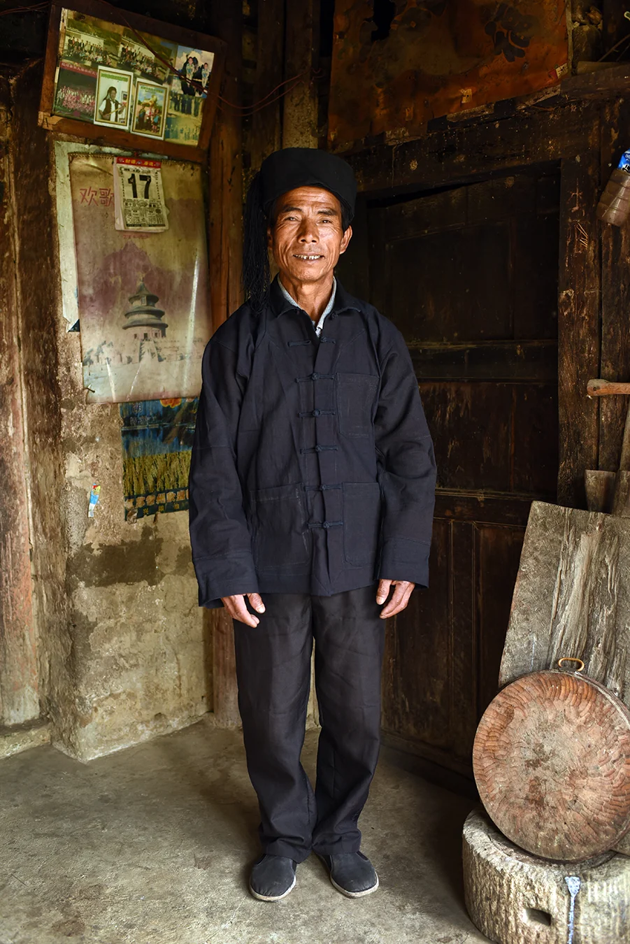Hani man, a member of polyphonic singing intangible cultural heritage, Puchun village, Yunnan, 2017.