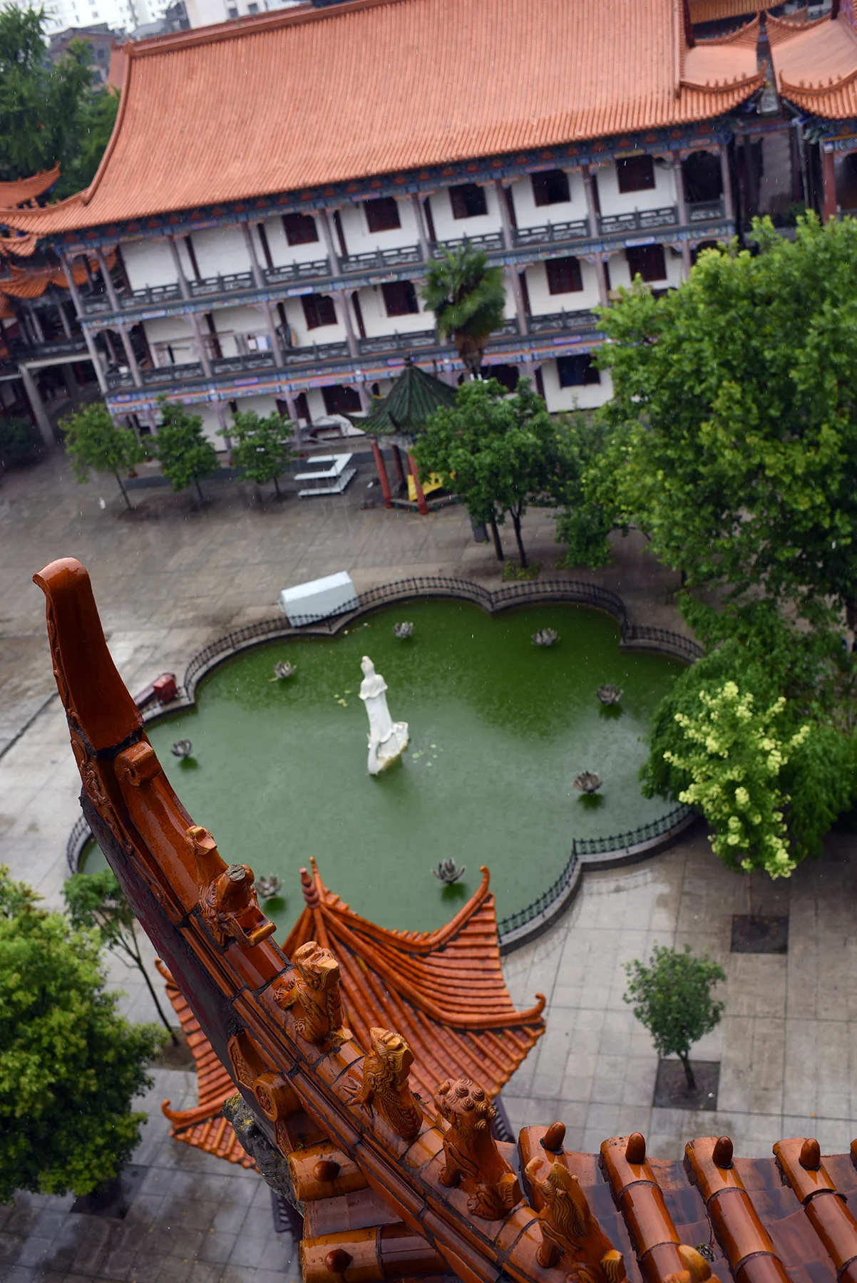 The view from atop the tower at Zhanghua Monastery, Jingzhou