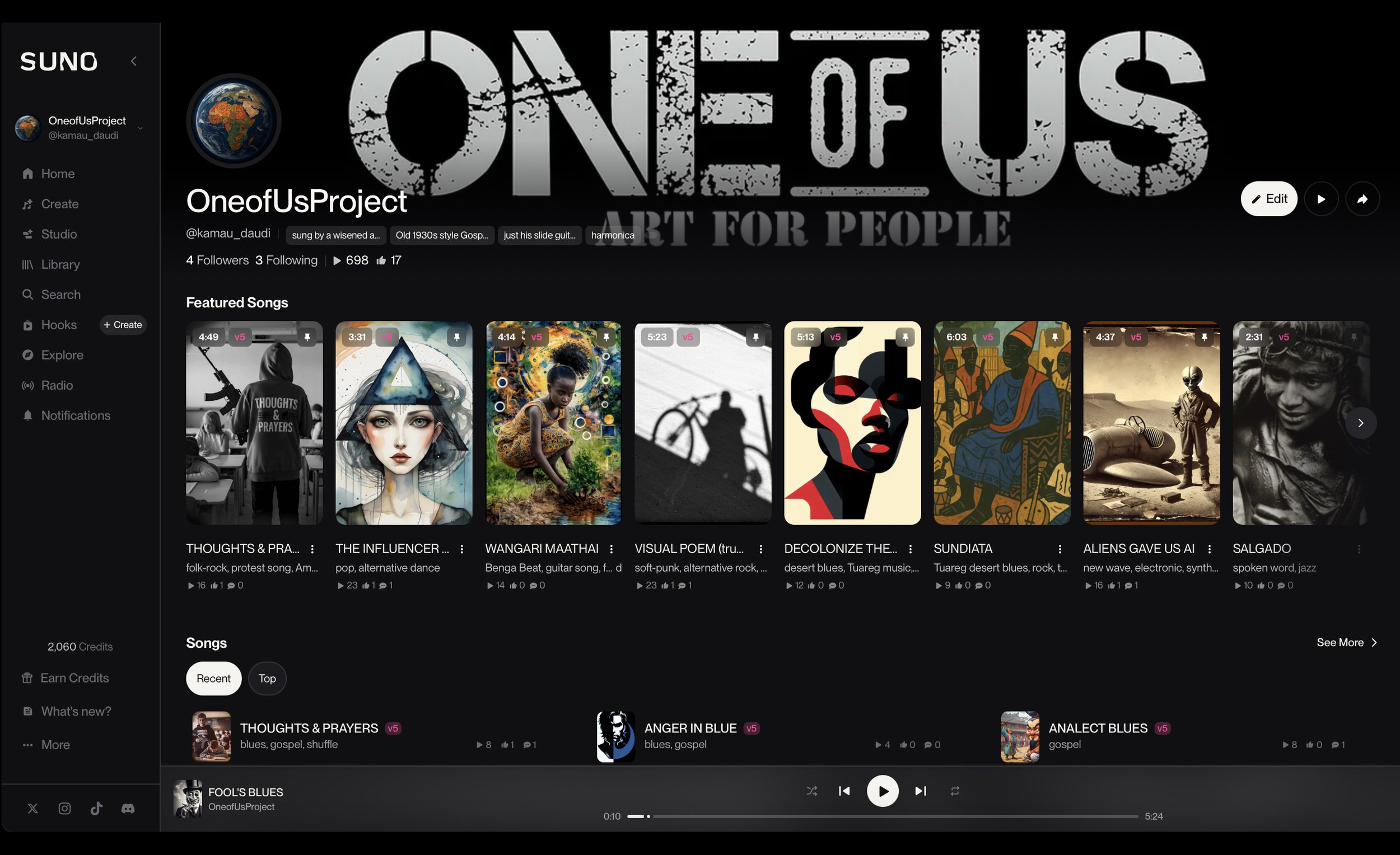    SUNO AI MUSIC PROFILE PAGE   