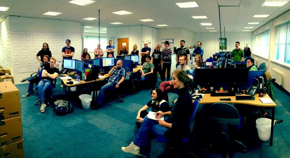 The initial team. (its grown since) In the foreground the amazing animation director Clair Grey. 
