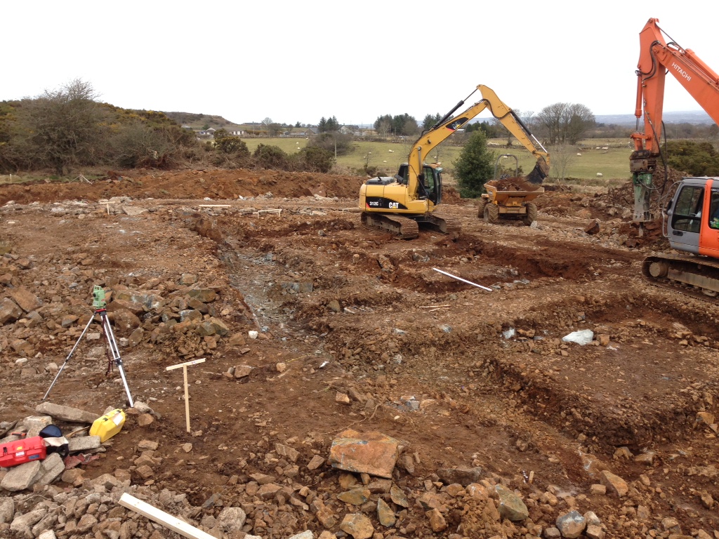 rock breaking under way for foundations