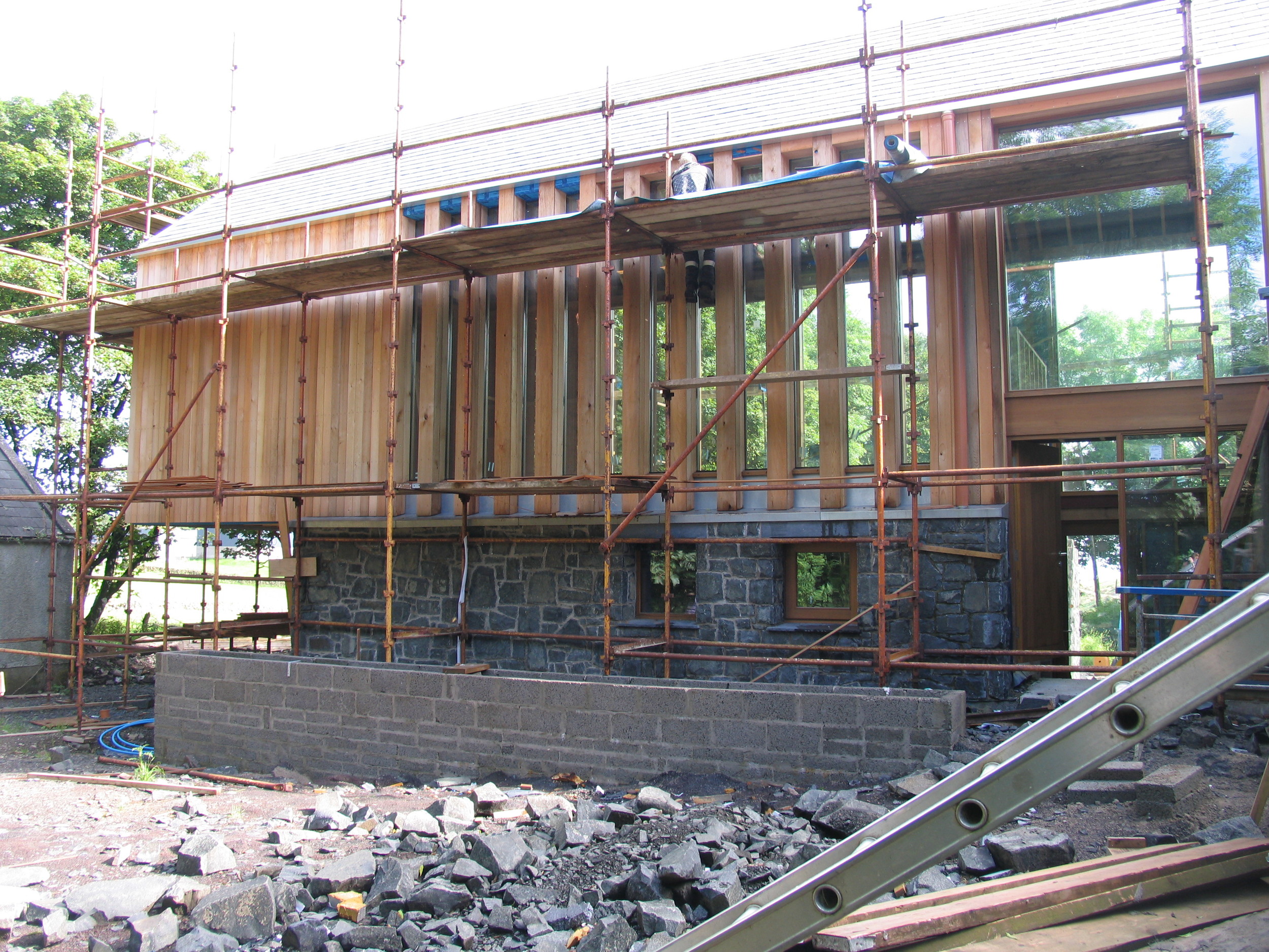 cedar cladding nearing completion.