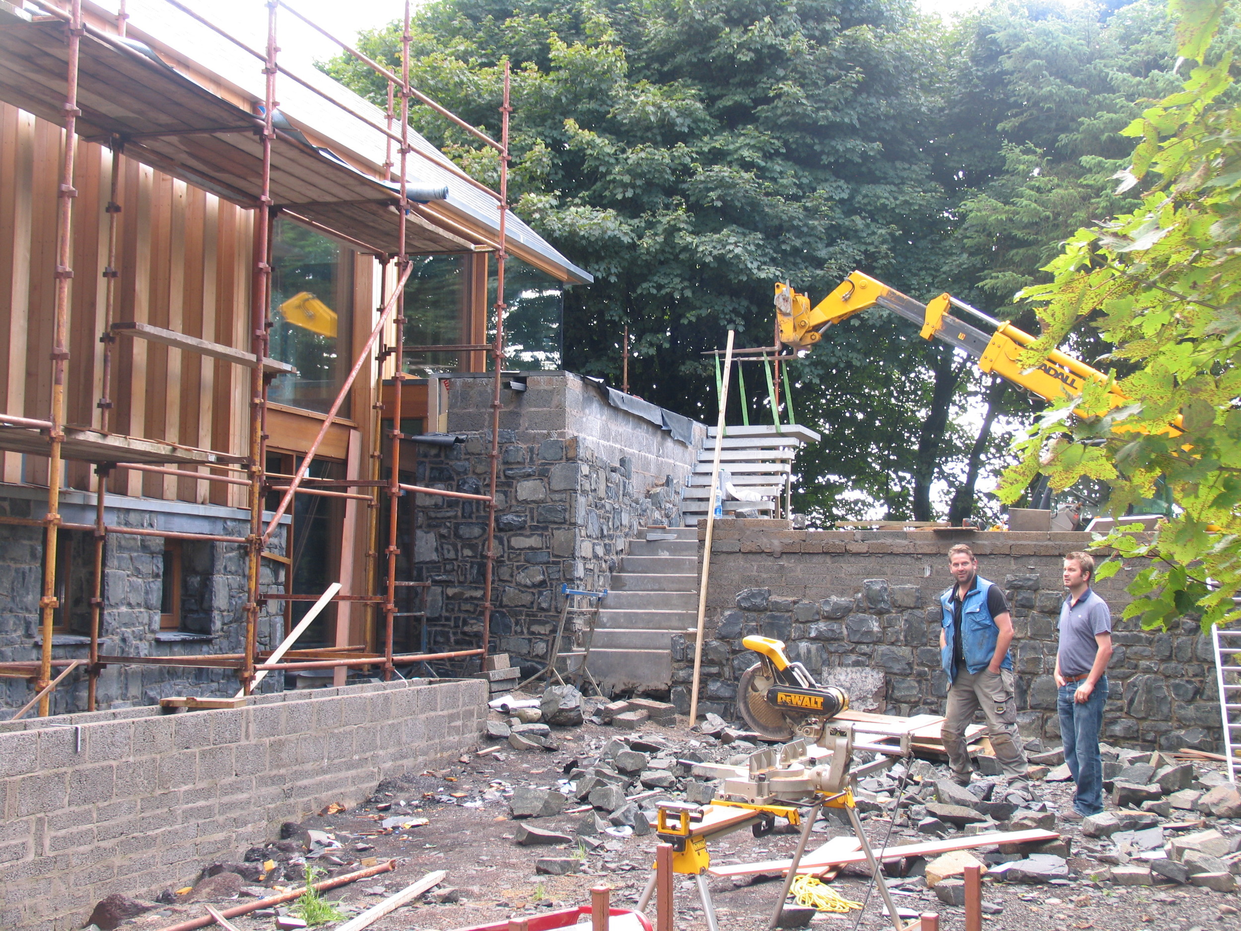 cantilever stairs being installed