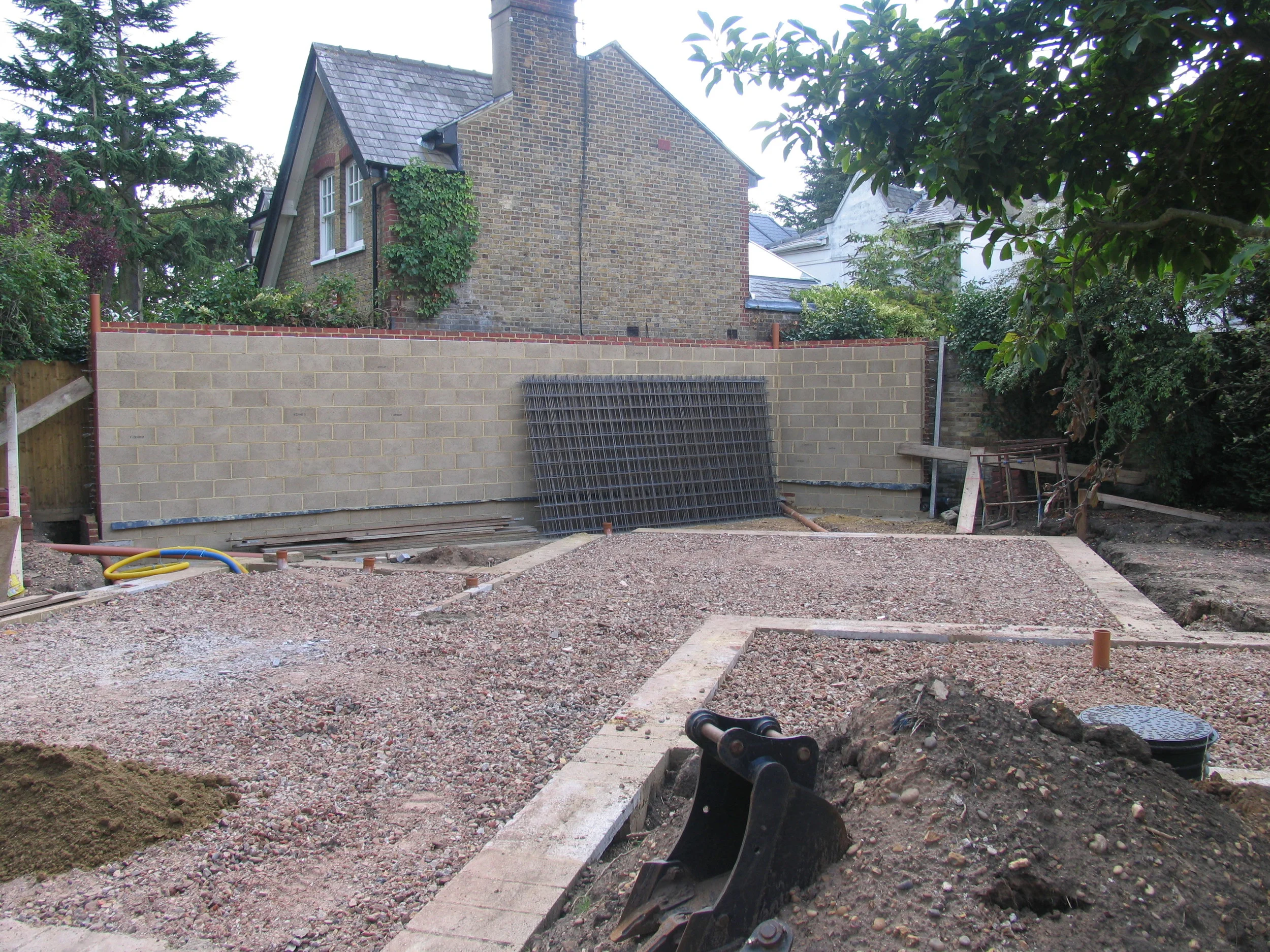 garden room party wall constructed