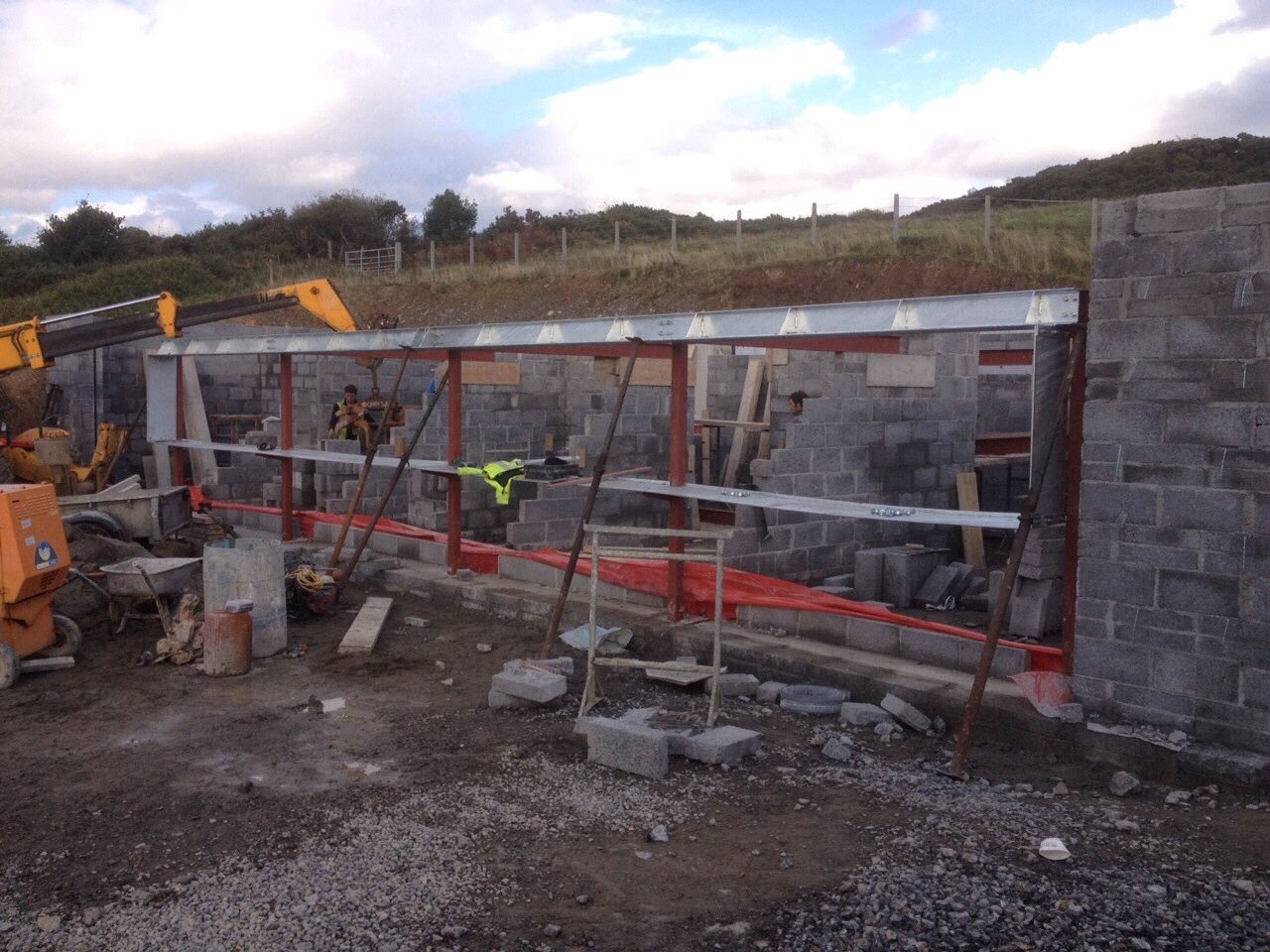 steel galvanised box window getting installed