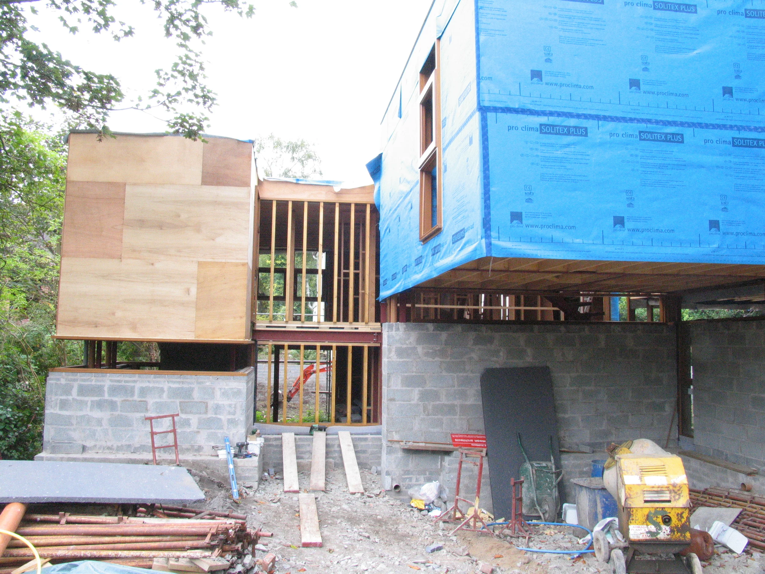 louvred window and cantilevered boxes.