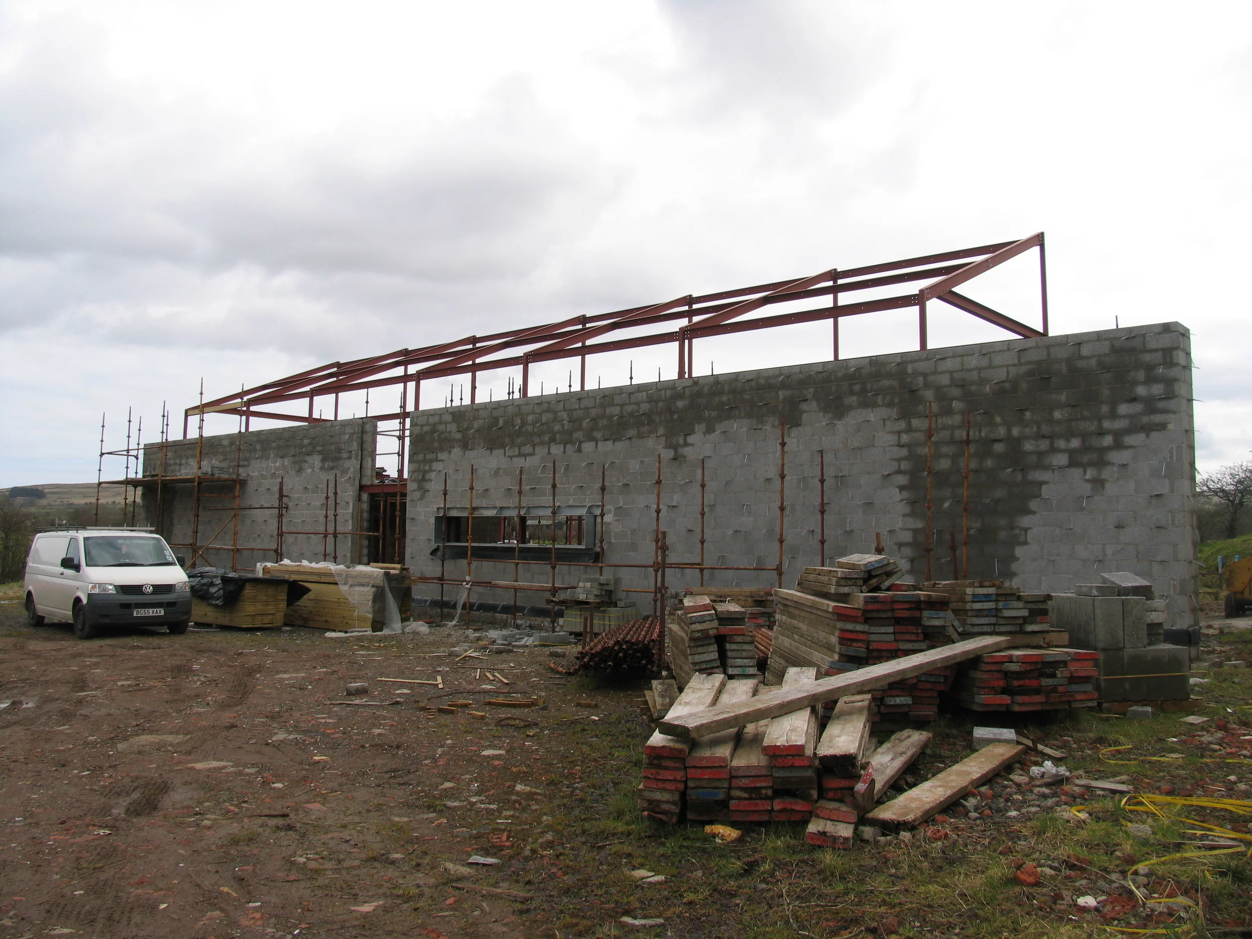 Wall ready for stone cladding.