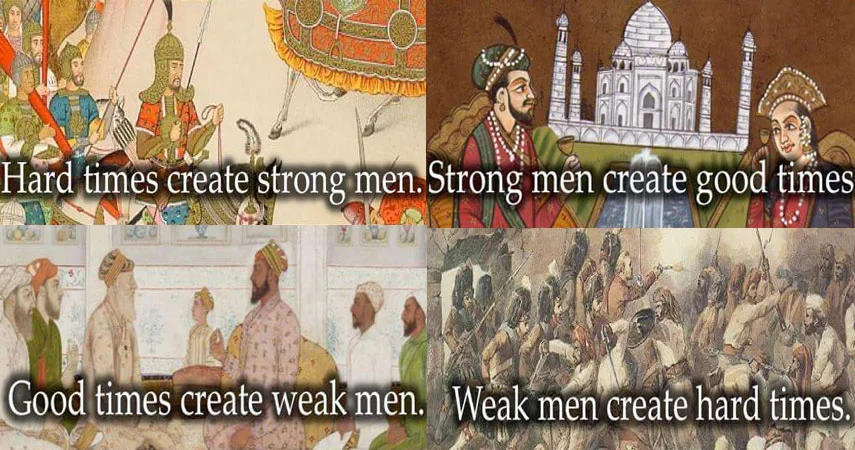 Weak men create hard times. Hard times create strong men. Strong men create good times. Good times create weak men.