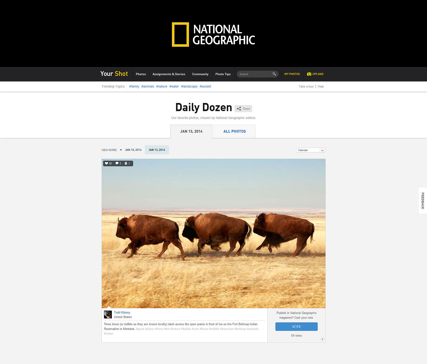 My photograph was selected by National Geographic's Your Shot website as one of its Daily Dozen photos recently. This is a screen capture of that photograph and website.&nbsp;→ Buy This Print